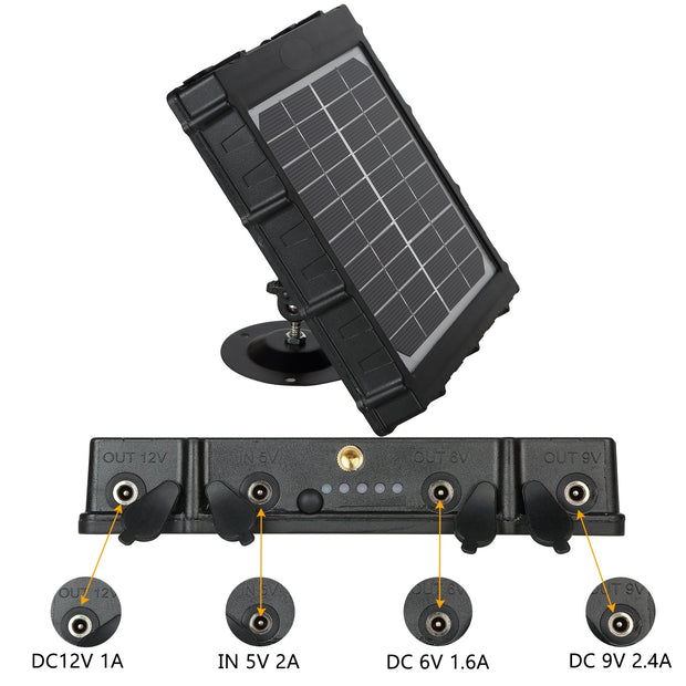 Bundel zonnepanelen en Wildcamera Wifi Bluetooth 32MP 1296P, Nachtzicht, Bewegingsmelder, No Glow 940nm infrarood, en IP66 Waterdicht| A350W Grauw