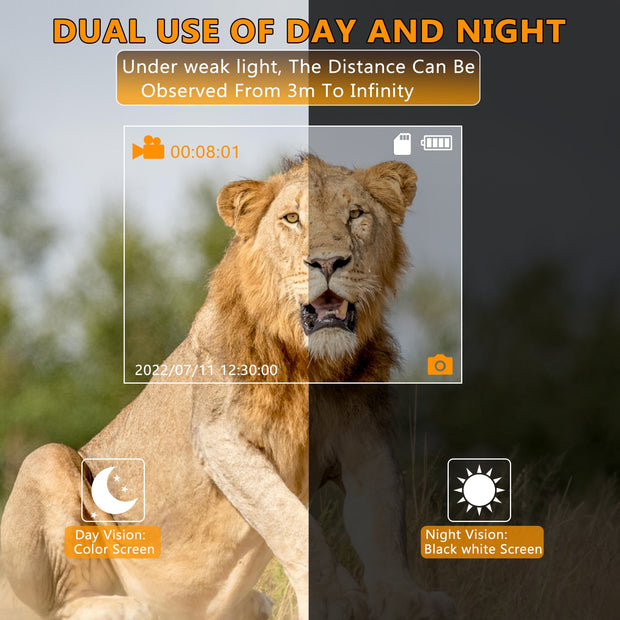 Digitale Nachtkijker & Monoculair met LCD Scherm Volgen tot 200M HD Infrarood (IR) met Foto & Video voor Spotten, Jagen Wilde Dieren/Bruin