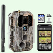 4G LTE Wildcamera met SIMkaart 32MP, HD 1296P Bewegingsmelder Nachtzicht, 0,1S Trekkersnelheid No Glow en IP66 Waterdicht voor Jacht en Faunaobservatie| A390G Grauw