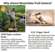Wildcamera met 0.3S trigger en No Glow, 32MP HD 1296P, Nachtzicht en Bewegingsmelder, 940nm infrarood, IP66 Waterdicht voor Jacht, Huisbeveiliging| A252 Groente