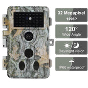 4-Pack Wildcamera 32MP HD1296P en Nachtzicht, Bewegingsmelder, 0.1s trigger, 940nm infrarood No Glow en IP66 Waterdicht voor Jacht, Huisbeveiliging| A262 Grauw