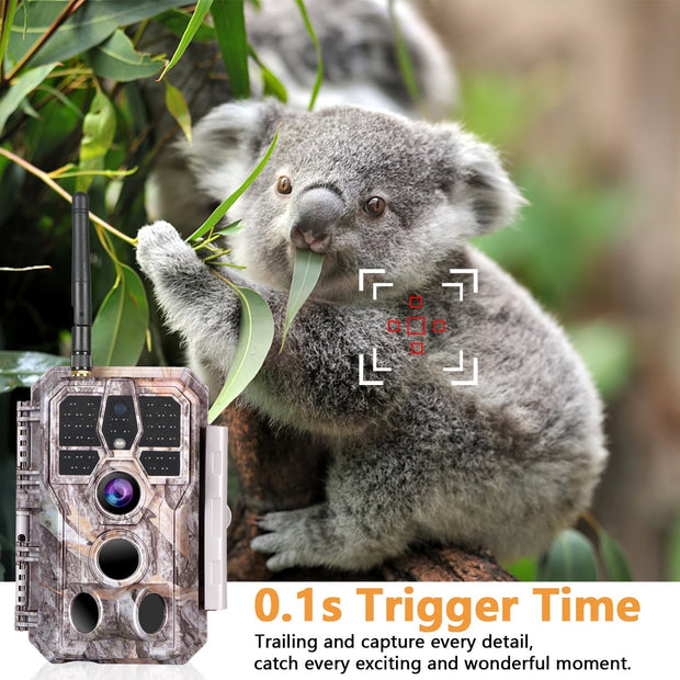 Bundel Wildcamera Wifi Bluetooth 32MP, HD1296P, Nachtzicht, Bewegingsmelder, 940nm infrarood en IP66 Waterdicht voor Jacht, Huisbeveiliging| A280W Grauw