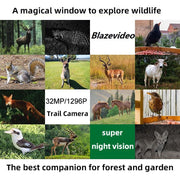 Wildcamera WiFi Bluetooth 32MP 1296P, Wildcamera met Bewegingsmelder, Nachtzicht, No Glow, Waterdicht IP66, voor Jacht, Huisbeveiliging | W600 Rood