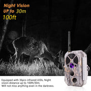 Wildcamera Wifi Bluetooth 32MP HD 1296P, Nachtzicht, Bewegingsmelder, 940nm infrarood, 0.1s trigger en IP66 Waterdicht voor Jacht, Huisbeveiliging| A350W Grauw