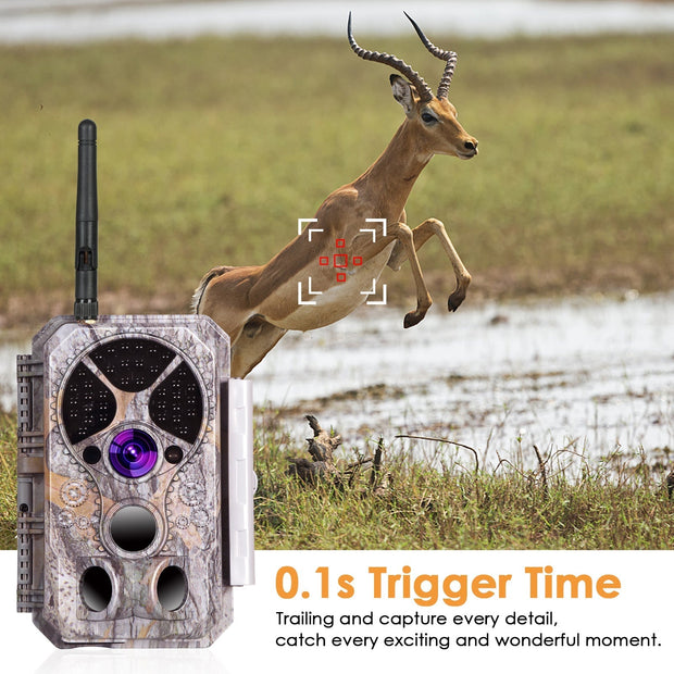 Wildcamera Wifi Bluetooth 32MP HD 1296P, Nachtzicht, Bewegingsmelder, 940nm infrarood, en IP66 Waterdicht voor Jacht, Huisbeveiliging| A350W Groente