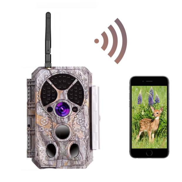 Wildcamera Wifi Bluetooth 32MP HD 1296P, Nachtzicht, Bewegingsmelder, 940nm infrarood, 0.1s trigger en IP66 Waterdicht voor Jacht, Huisbeveiliging| A350W Grauw