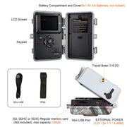 Wildcamera met 0.3S trigger en No Glow, 32MP HD 1296P, Nachtzicht en Bewegingsmelder, 940nm infrarood, IP66 Waterdicht voor Jacht, Huisbeveiliging| A252 Groente