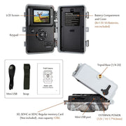 Wildcamera met 0.3S Trigger en No Glow, 32MP HD 1296P, Nachtzicht en Bewegingsmelder, 940nm infrarood, IP66 Waterdicht voor Jacht, Huisbeveiliging| A252 Grauw