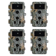 4-Pack Wildcamera 32MP HD1296P en Nachtzicht, Bewegingsmelder, 0.1s trigger, 940nm infrarood No Glow en IP66 Waterdicht voor Jacht, Huisbeveiliging| A262 Grauw