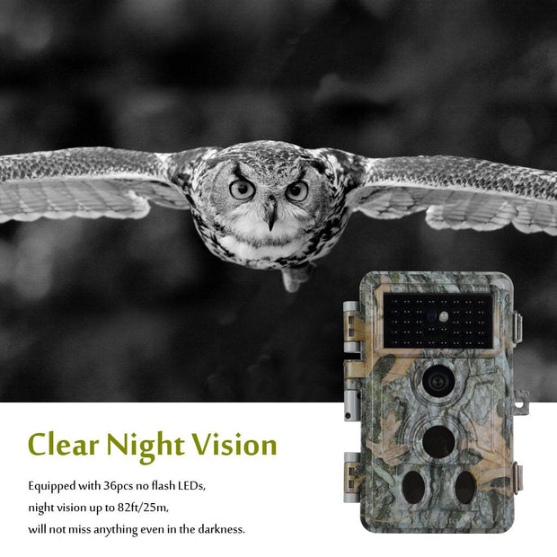 Wildcamera 32MP HD 1296P en Nachtzicht, Bewegingsmelder, 0.1s trigger, 940nm infrarood, No Glow en IP66 Waterdicht voor Jacht, Huisbeveiliging| A262 Groente