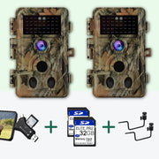 Bundle: 2x Advanced Trail Cam + 2x 32Gb SD card + 2x Adjustable Mounting bracket + SD Card reader