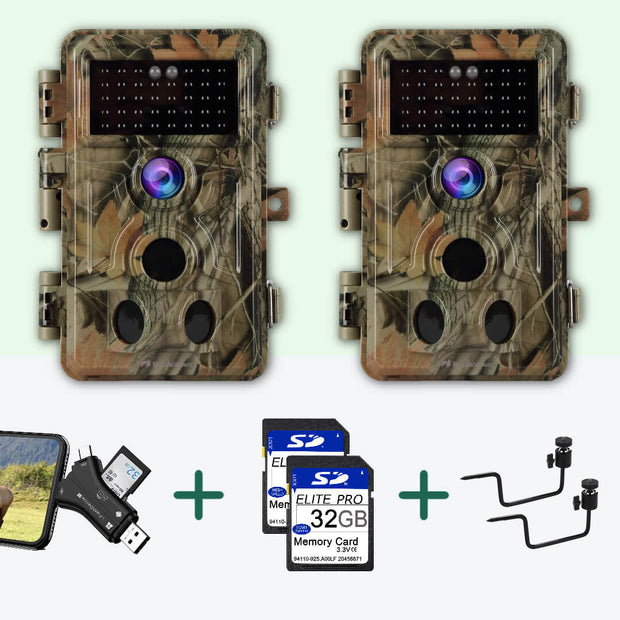 Bundle: 2x Advanced Trail Cam + 2x 32Gb SD card + 2x Adjustable Mounting bracket + SD Card reader