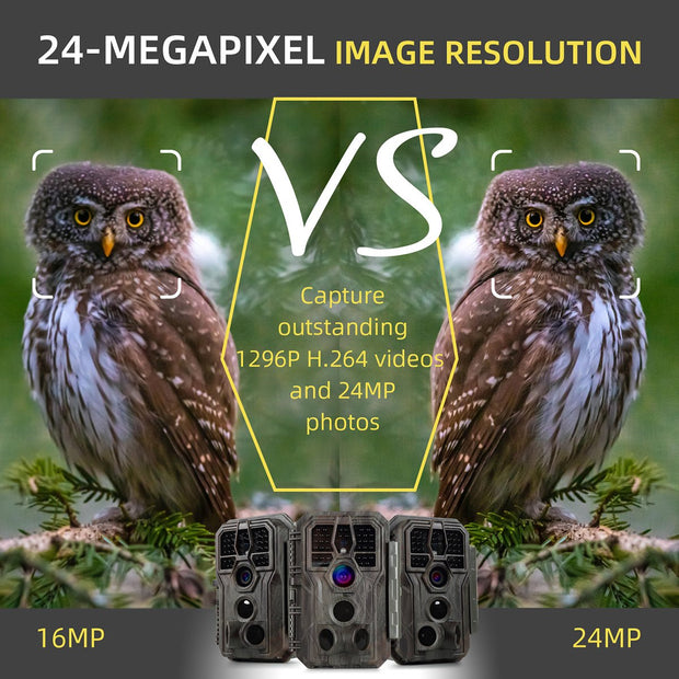 Wildcamera 32MP, HD1296P en Nachtzicht, Bewegingsmelder, 940nm infrarood, No Glow, 0.1s trigger en IP66 Waterdicht voor Jacht, Huisbeveiliging| A280 Bruin