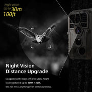Wildcamera 32MP, HD1296P en Nachtzicht, Bewegingsmelder, 940nm infrarood, No Glow, 0.1s trigger en IP66 Waterdicht voor Jacht, Huisbeveiliging| A280 Bruin