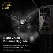 Bundel: Wildcamera 32MP,HD1296P en Nachtzicht,Bewegingsmelder,940nm infrarood,No Glow,0.1s trigger en IP66 Waterdicht+64GB SD-kaart |A280 Bruin