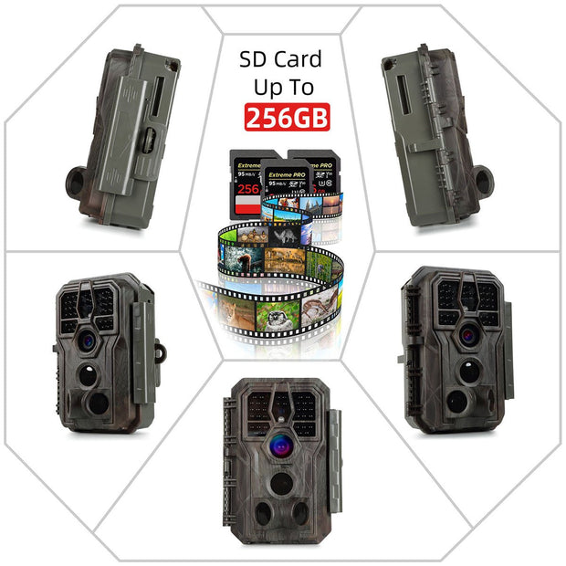 Wildcamera 32MP, HD1296P en Nachtzicht, Bewegingsmelder, 940nm infrarood, No Glow, 0.1s trigger en IP66 Waterdicht voor Jacht, Huisbeveiliging| A280 Bruin