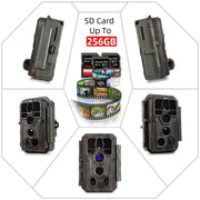 Bundel: Wildcamera 32MP,HD1296P en Nachtzicht,Bewegingsmelder,940nm infrarood,No Glow,0.1s trigger en IP66 Waterdicht+64GB SD-kaart |A280 Bruin