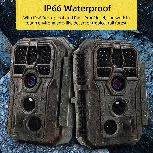Wildcamera 32MP, HD1296P en Nachtzicht, Bewegingsmelder, 940nm infrarood, No Glow, 0.1s trigger en IP66 Waterdicht voor Jacht, Huisbeveiliging| A280 Bruin