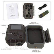 Wildcamera 32MP, HD1296P en Nachtzicht, Bewegingsmelder, 940nm infrarood, No Glow, 0.1s trigger en IP66 Waterdicht voor Jacht, Huisbeveiliging| A280 Grauw