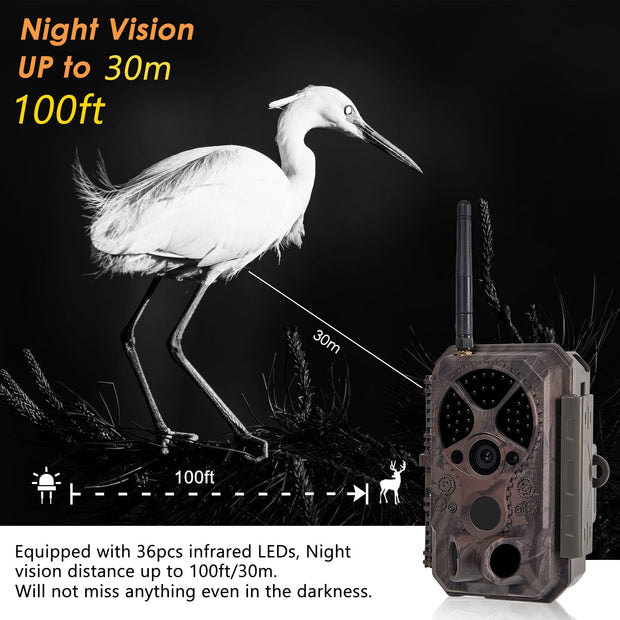 Bluetooth Wireless WIFI Game Trail Cameras for Wildlife Observation & Home Backyard Security Night Vision Motion Activated Waterproof