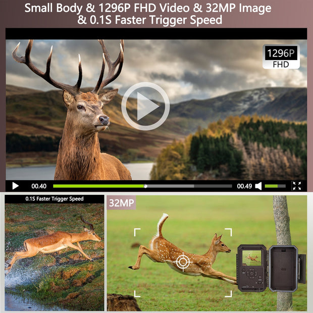 Bluetooth Wireless WIFI Game Trail Cameras for Wildlife Observation & Home Backyard Security Night Vision Motion Activated Waterproof