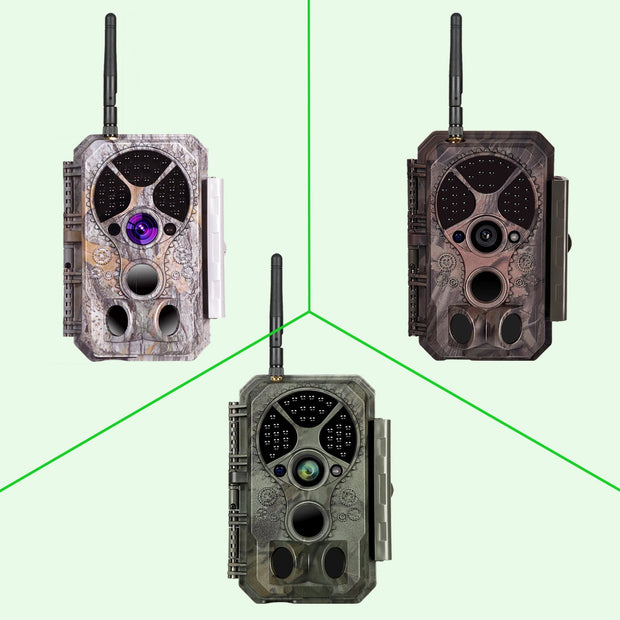 Wildcamera Wifi Bluetooth 32MP HD 1296P, Nachtzicht, Bewegingsmelder, 940nm infrarood, 0.1s trigger en IP66 Waterdicht voor Jacht, Huisbeveiliging| A350W Grauw