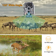Wildcamera 32MP, 4K 2160P Full HD video met Geluid, Nachtzicht Bewegingsmelder, 940nm infrarood, 0.1s trigger en IP66 Waterdicht voor Jacht, Huisbeveiliging| T326 Grauw