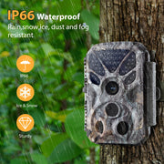 Wildcamera 32MP, 4K 2160P Full HD video met Geluid, Nachtzicht Bewegingsmelder, 940nm infrarood, 0.1s trigger en IP66 Waterdicht voor Jacht, Huisbeveiliging| T326 Grauw