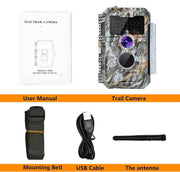 Wildcamera WiFi Bluetooth 32MP 1296P, Wildcamera met Bewegingsmelder, Nachtzicht, Waterdicht IP66, voor Jacht, Huisbeveiliging | W600 Grauw