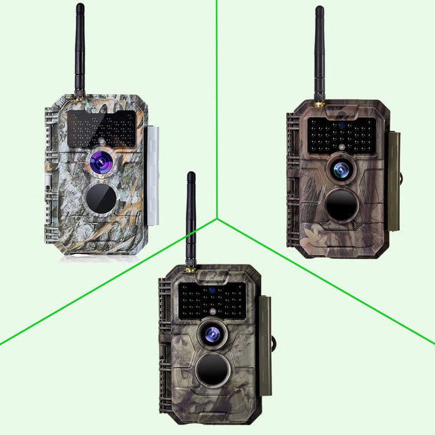 Wildcamera WiFi Bluetooth 32MP 1296P, Wildcamera met Bewegingsmelder, Nachtzicht, No Glow, Waterdicht IP66, voor Jacht, Huisbeveiliging | W600 Bruin