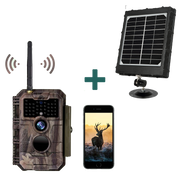 Bundel zonnepanelen Wildcamera WiFi Bluetooth 32MP 1296P, Wildcamera met Bewegingsmelder, Nachtzicht, No Glow Waterdicht IP66| W600 Rood