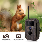 Wildcamera WiFi Bluetooth 32MP 1296P, Wildcamera met Bewegingsmelder, Nachtzicht, No Glow, Waterdicht IP66, voor Jacht, Huisbeveiliging | W600 Rood