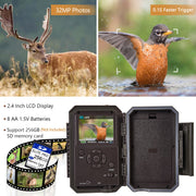 Wildcamera WiFi Bluetooth 32MP 1296P, Wildcamera met Bewegingsmelder, Nachtzicht, No Glow, Waterdicht IP66, voor Jacht, Huisbeveiliging | W600 Rood