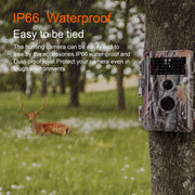 Wildlife Trail Camera with No Glow Night Vision 0.1S Trigger Motion Activated 24MP 1296P IP66 Waterproof for Hunting & home security