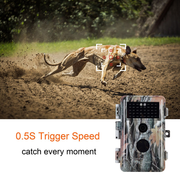 Wildcamera met 0.3S trigger en No Glow, 32MP HD 1296P, Nachtzicht en Bewegingsmelder, 940nm infrarood, IP66 Waterdicht voor Jacht, Huisbeveiliging| A252 Groente